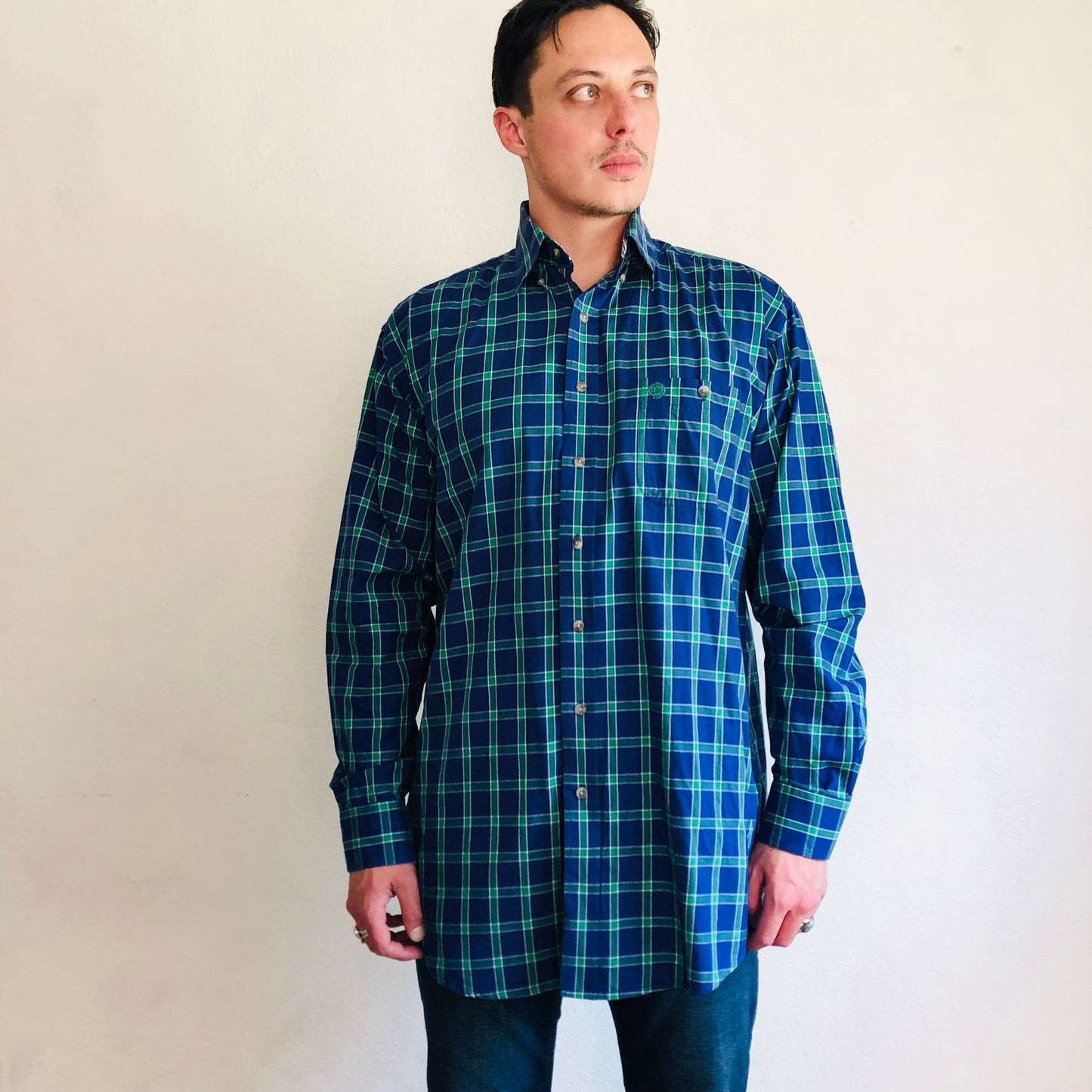 90'S VINTAGE WRANGLER PLAID SHIRT // SIZE LARGE