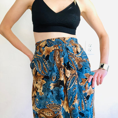 80'S VINTAGE SILK WRAP SKIRT // SIZE SMALL