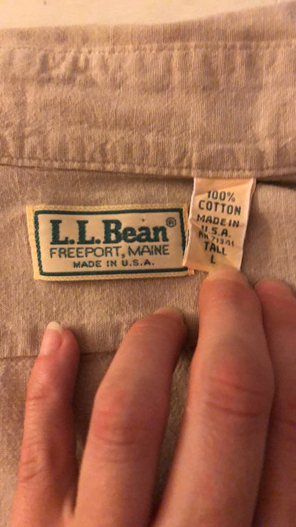 90'S VINTAGE LL BEAN TEXTURED COTTON SHIRT // SIZE LARGE TALL