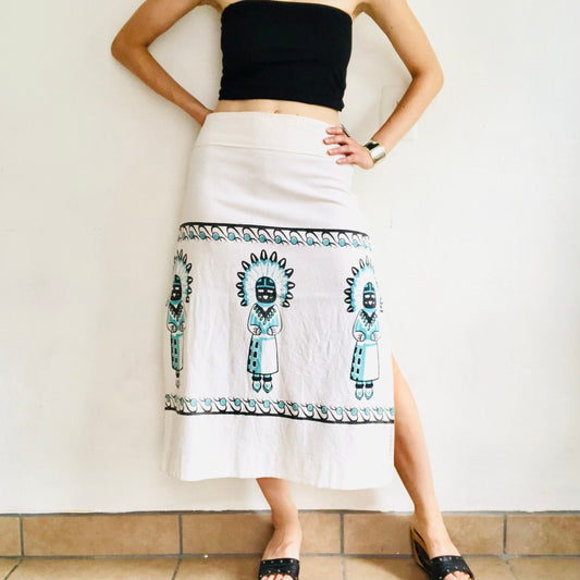 VINTAGE HOPI KACHINA MIDI SKIRT // SIZE MEDIUM