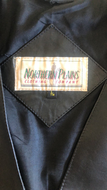 90'S VINTAGE BLACK LEATHER WESTERN VEST // SIZE LARGE