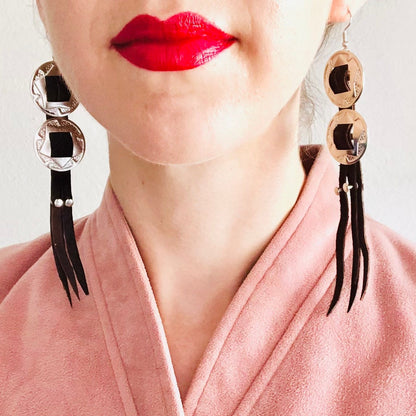 SDCV ORIGINAL HANDCRAFTED MINI CONCHO EARRINGS // BROWN