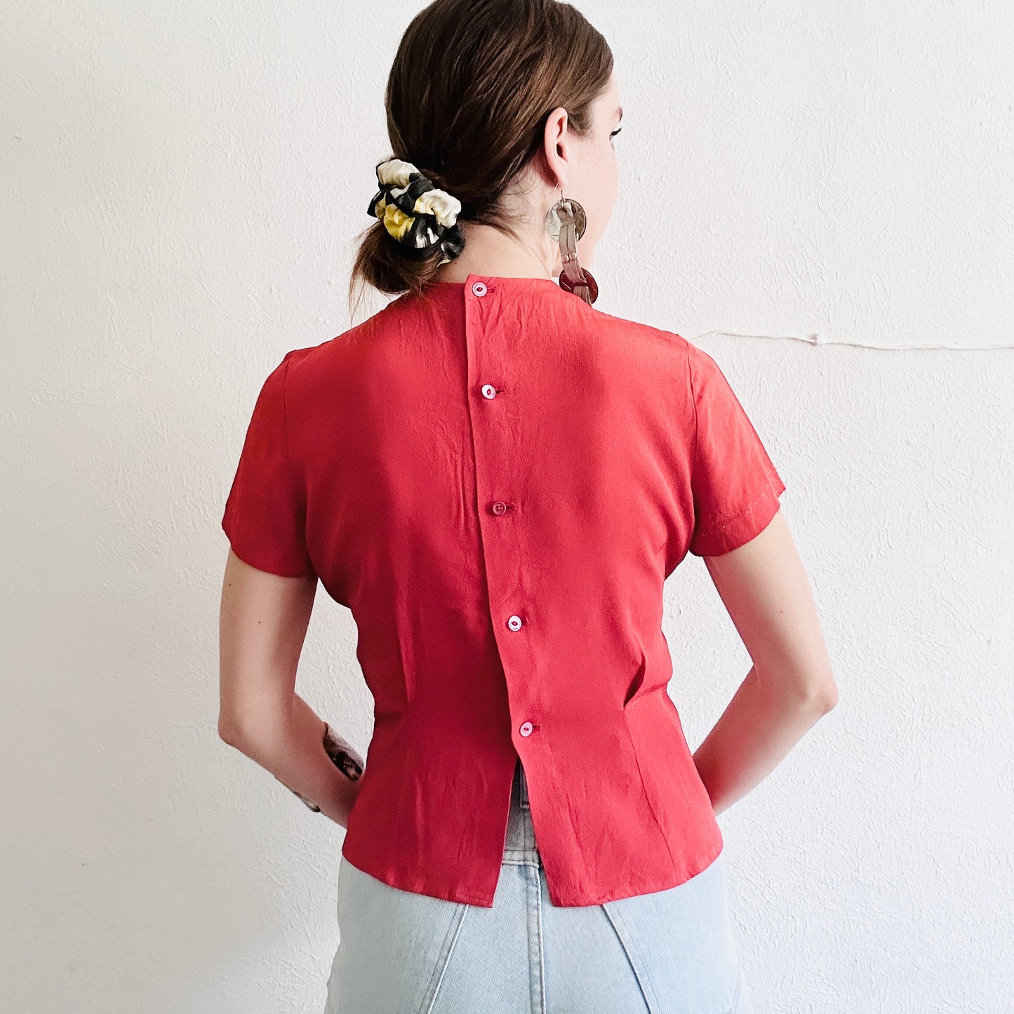 50'S VINTAGE TIE BLOUSE // SIZE SMALL