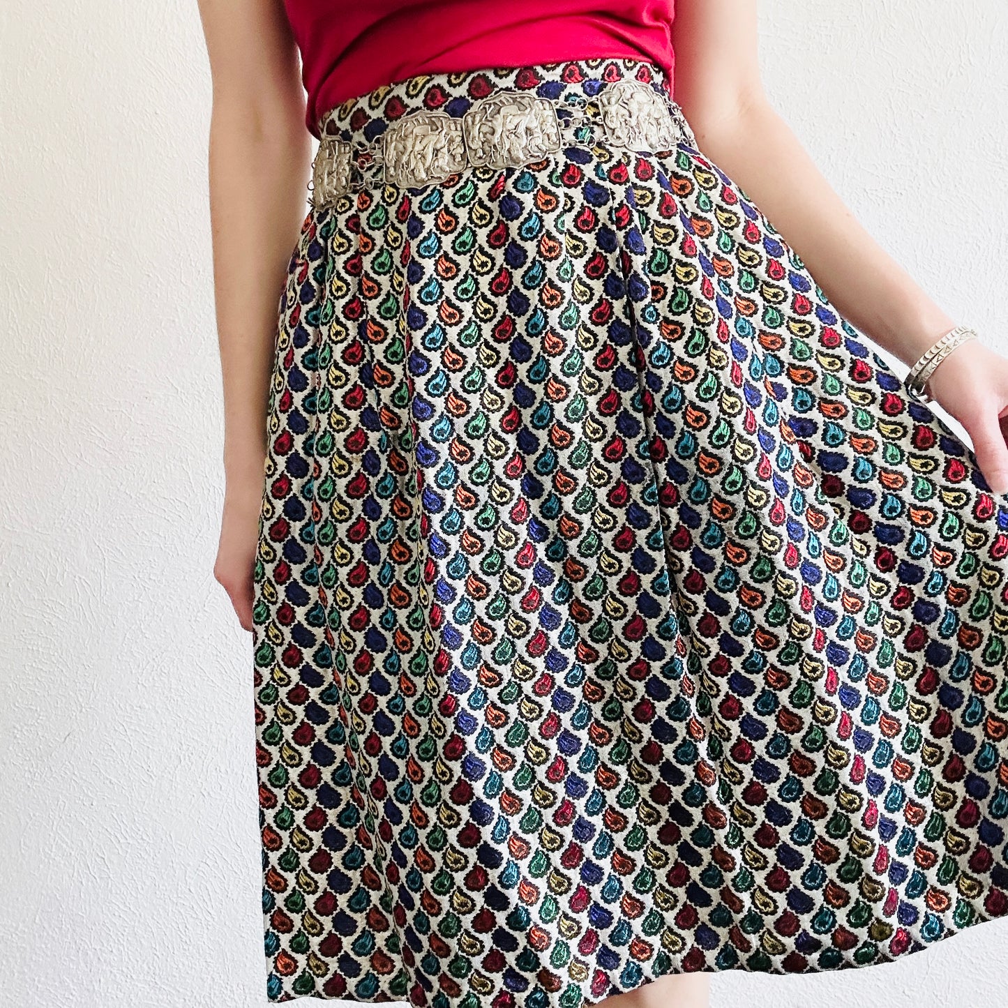 60's VINTAGE METALLIC SARI SKIRT // SIZE SMALL