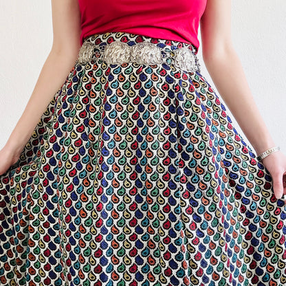 60's VINTAGE METALLIC SARI SKIRT // SIZE SMALL