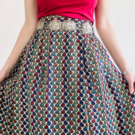 60's VINTAGE METALLIC SARI SKIRT // SIZE SMALL