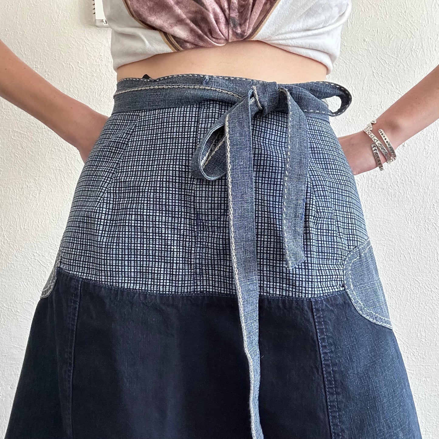 90'S VINTAGE GIRBAUD PATCH SKIRT // SIZE SMALL