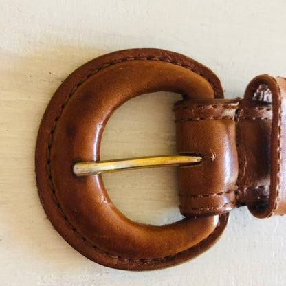 80'S VINTAGE BROWN LEATHER BELT // SIZE SMALL