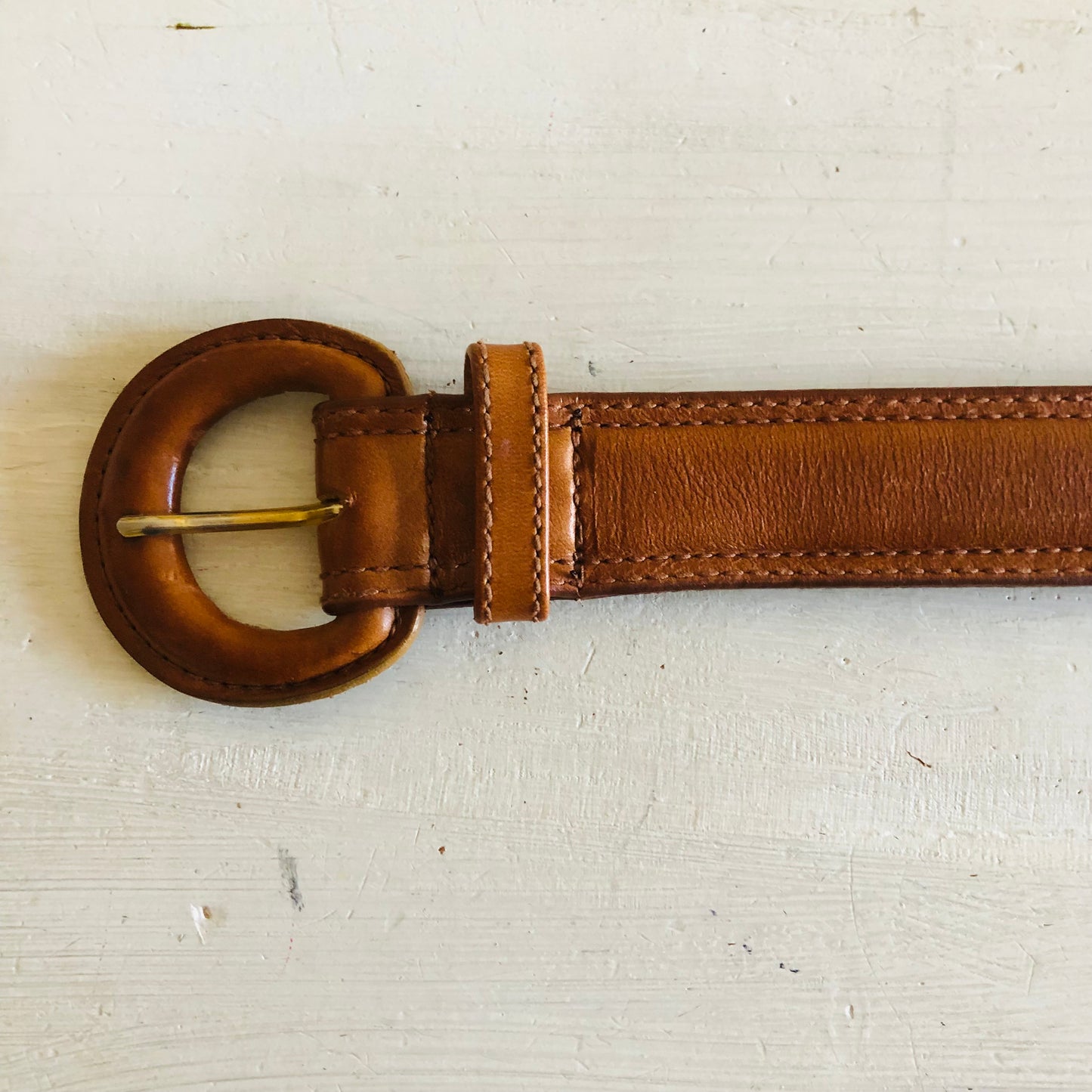 80'S VINTAGE BROWN LEATHER BELT // SIZE SMALL