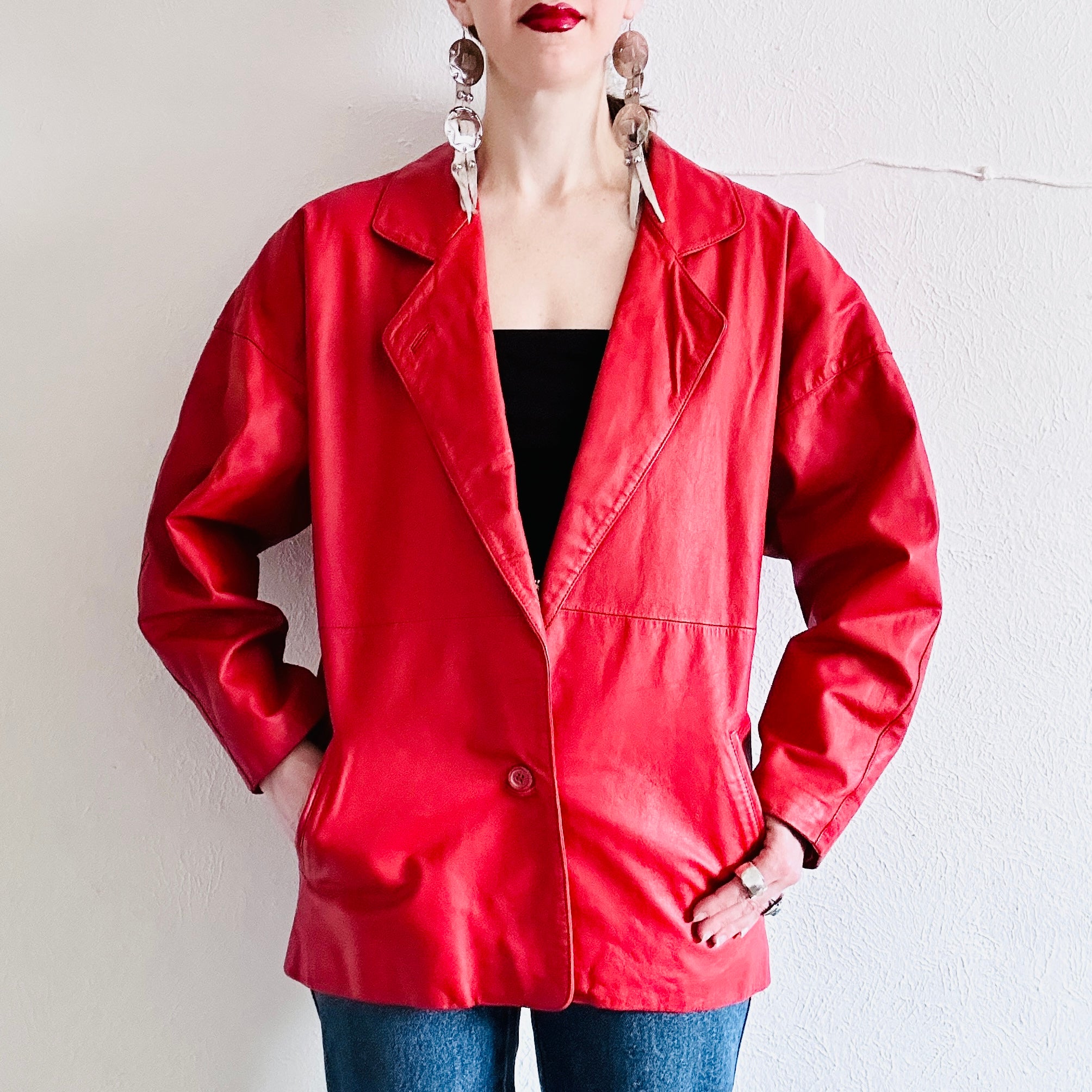 Vintage red hot sale leather jacket