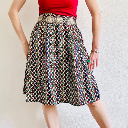 60's VINTAGE METALLIC SARI SKIRT // SIZE SMALL